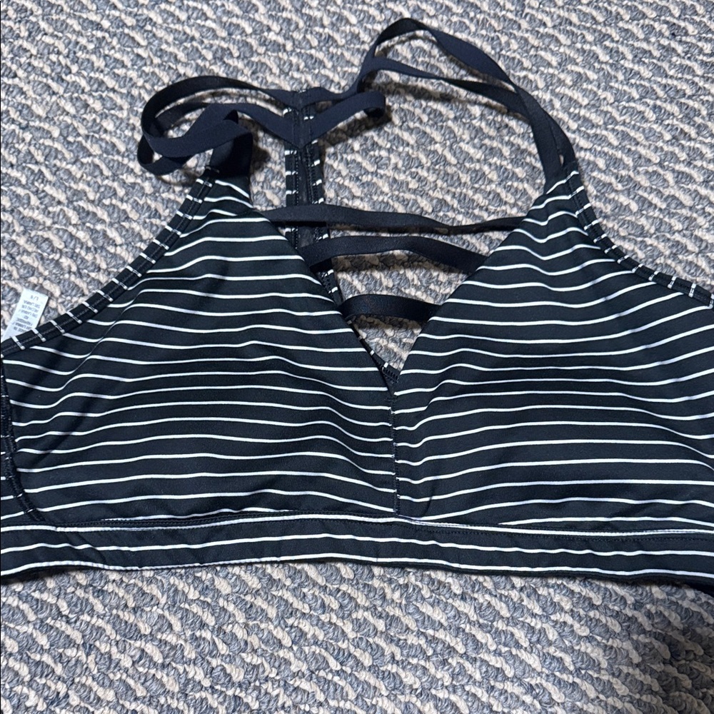Victoria's Secret Black and White Striped Sports Bra